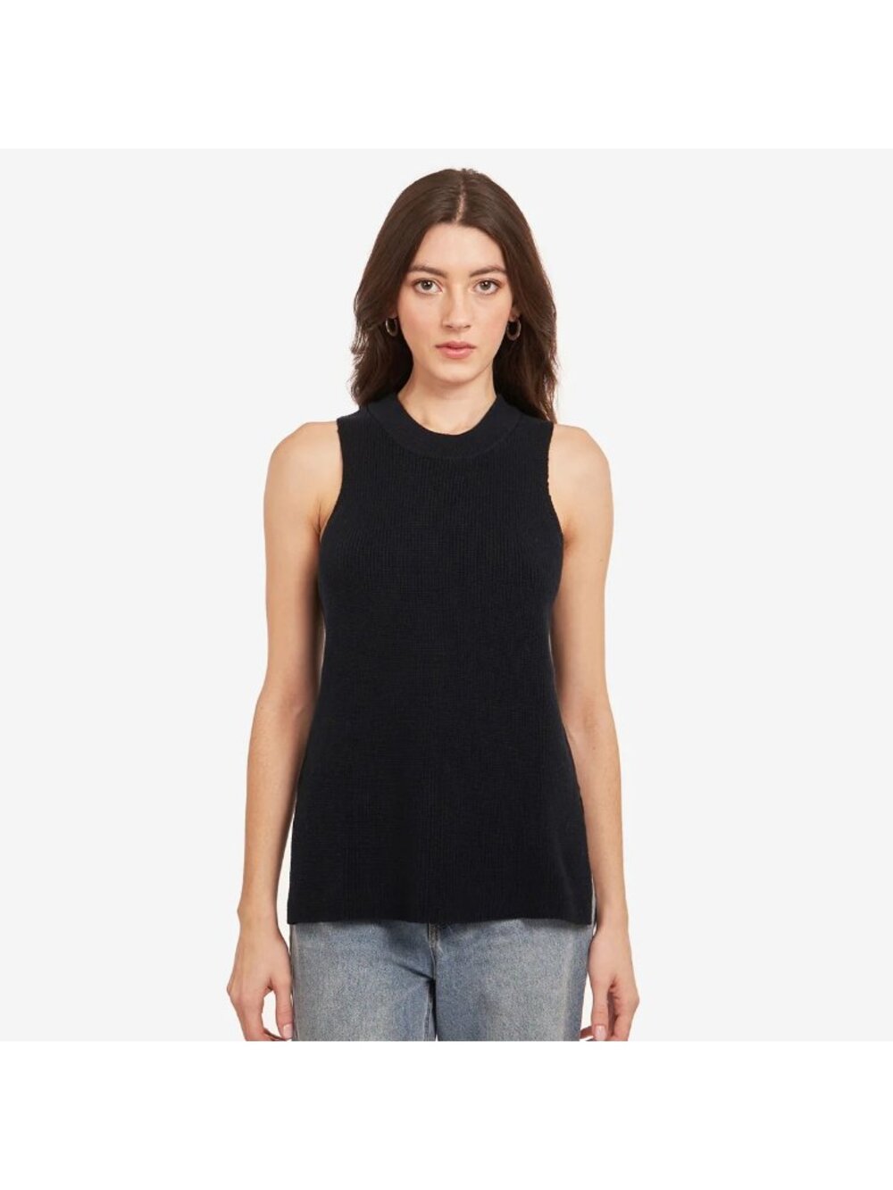 Cotton By Autumn Cashmere Black Sleeveless Shaker Top